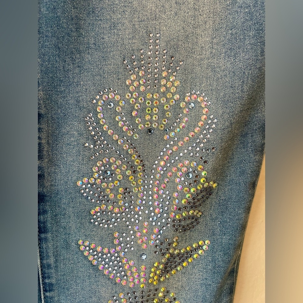 NWT DG2 by Diane Gilman Signature Classic Stretch Jean Capri Embellished Size 28 - Picture 4 of 9
